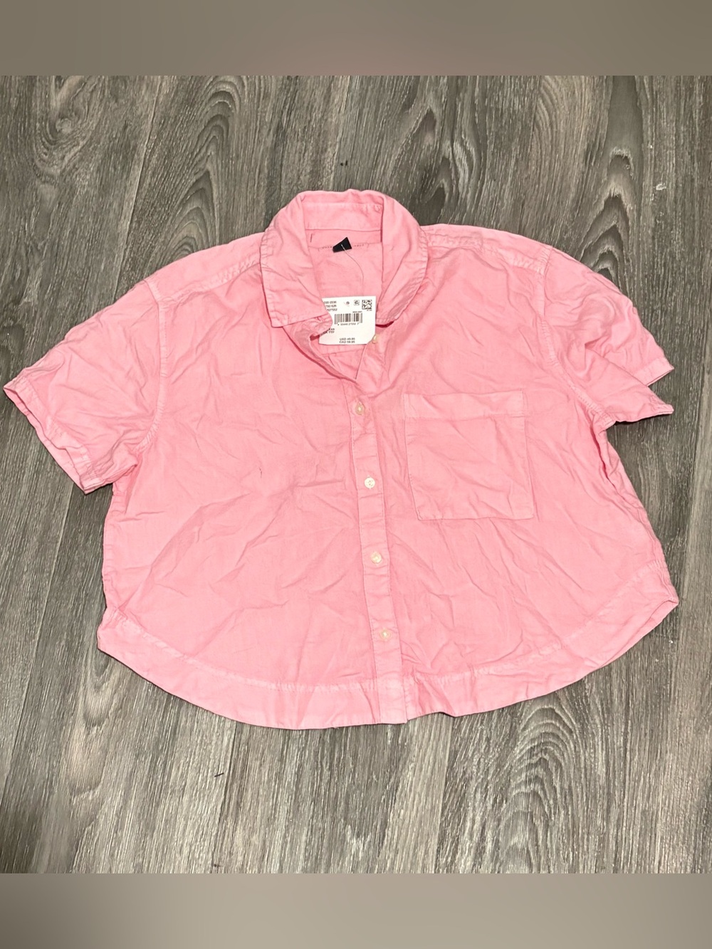 American Eagle linen blend over sized button down short sleeve top - Picture 2 of 3
